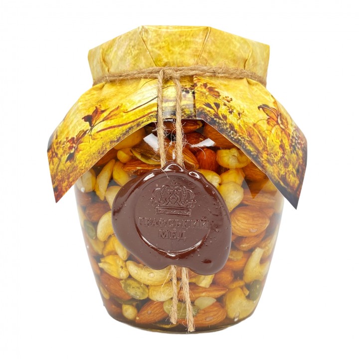 Мед з горіхами (мигдаль, кешью, гарбуз) 850 г. 